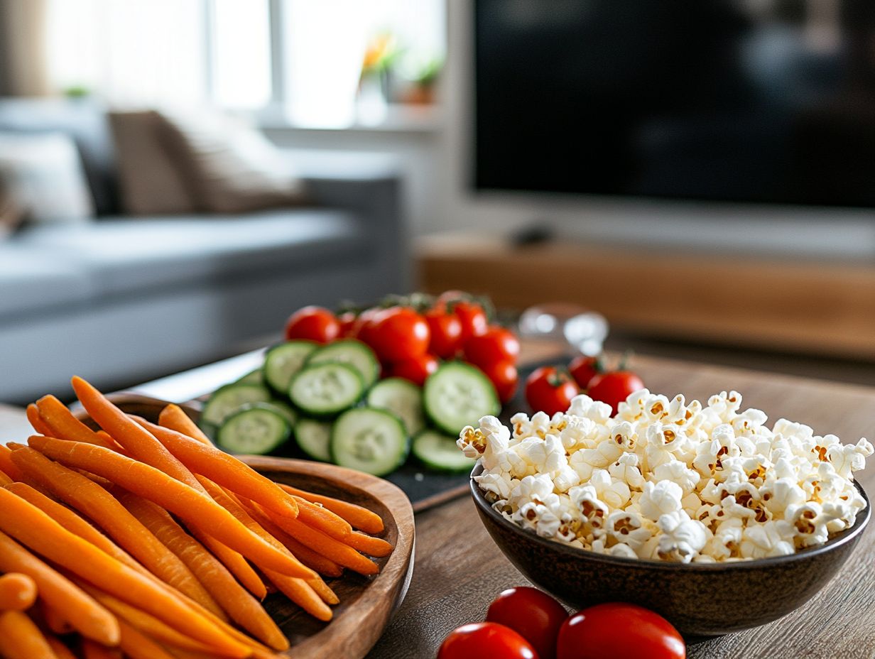 Illustration of healthy snacks for movie nights