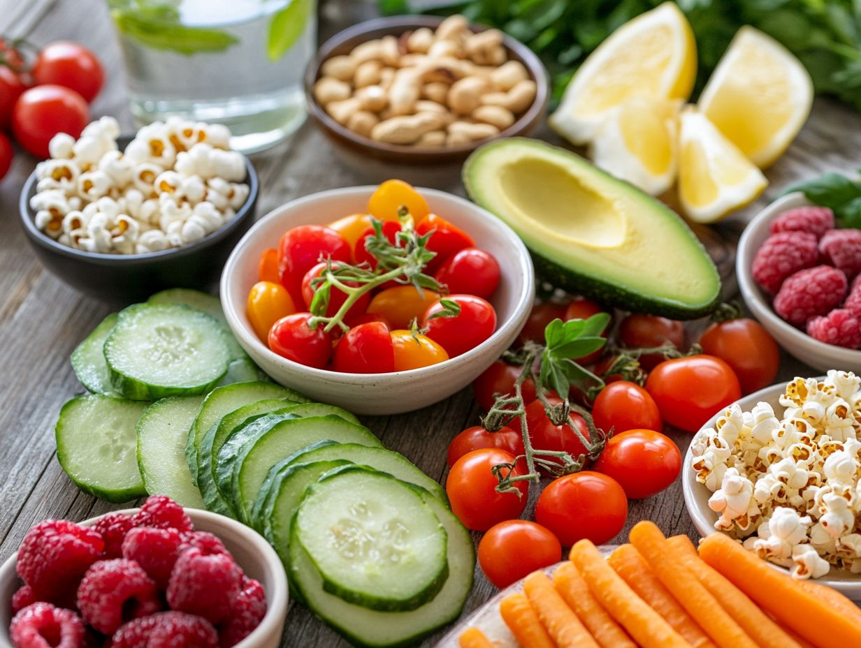 A display of various healthy snacks for daily diet incorporation.