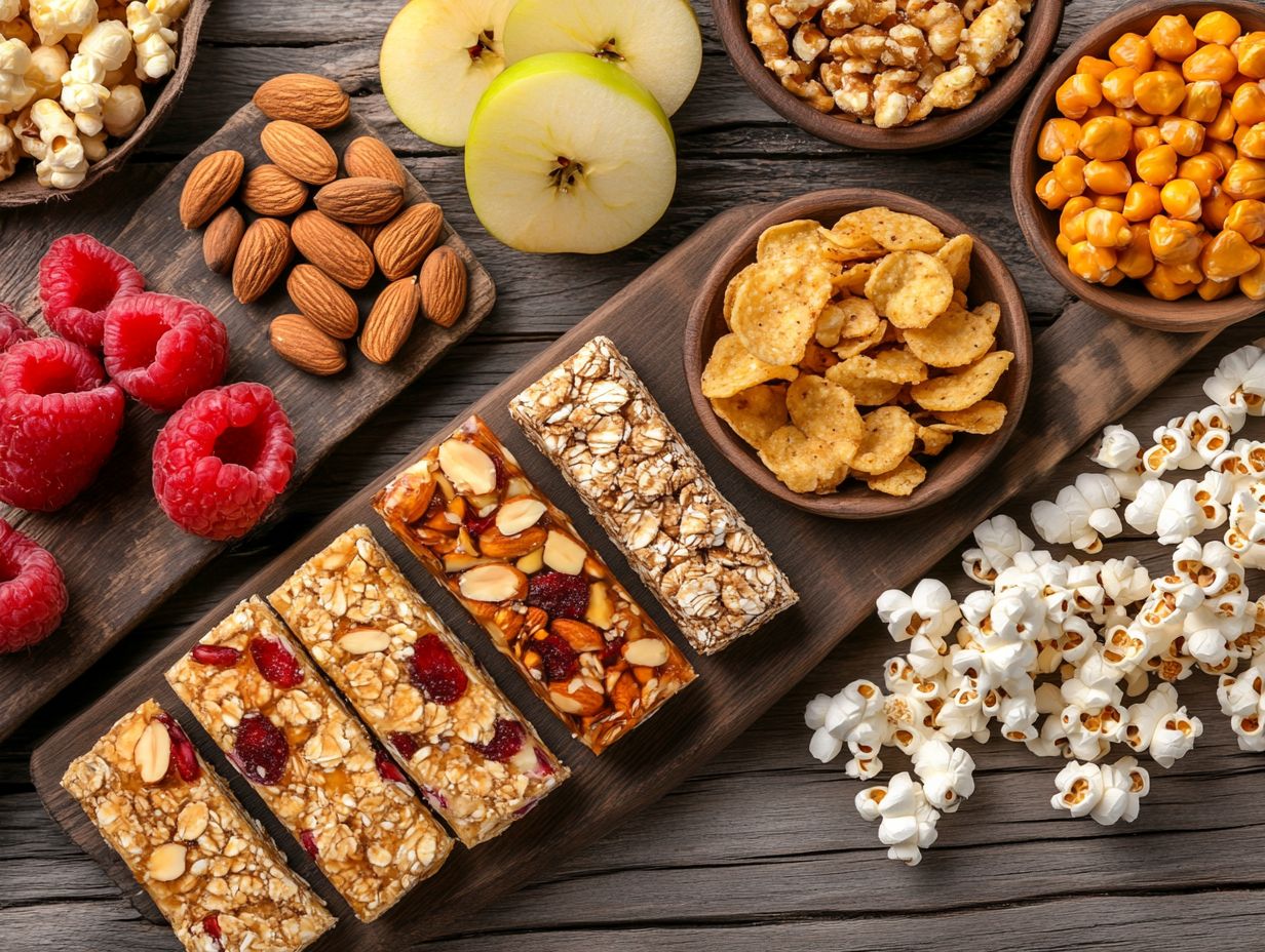 A variety of common gluten-free snack options displayed.