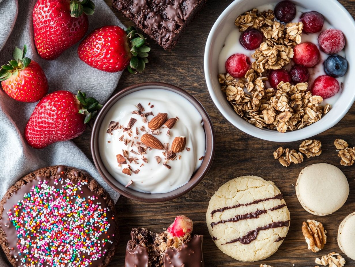 Image of gluten-free snacks: chocolate-dipped strawberries and banana oat energy bites