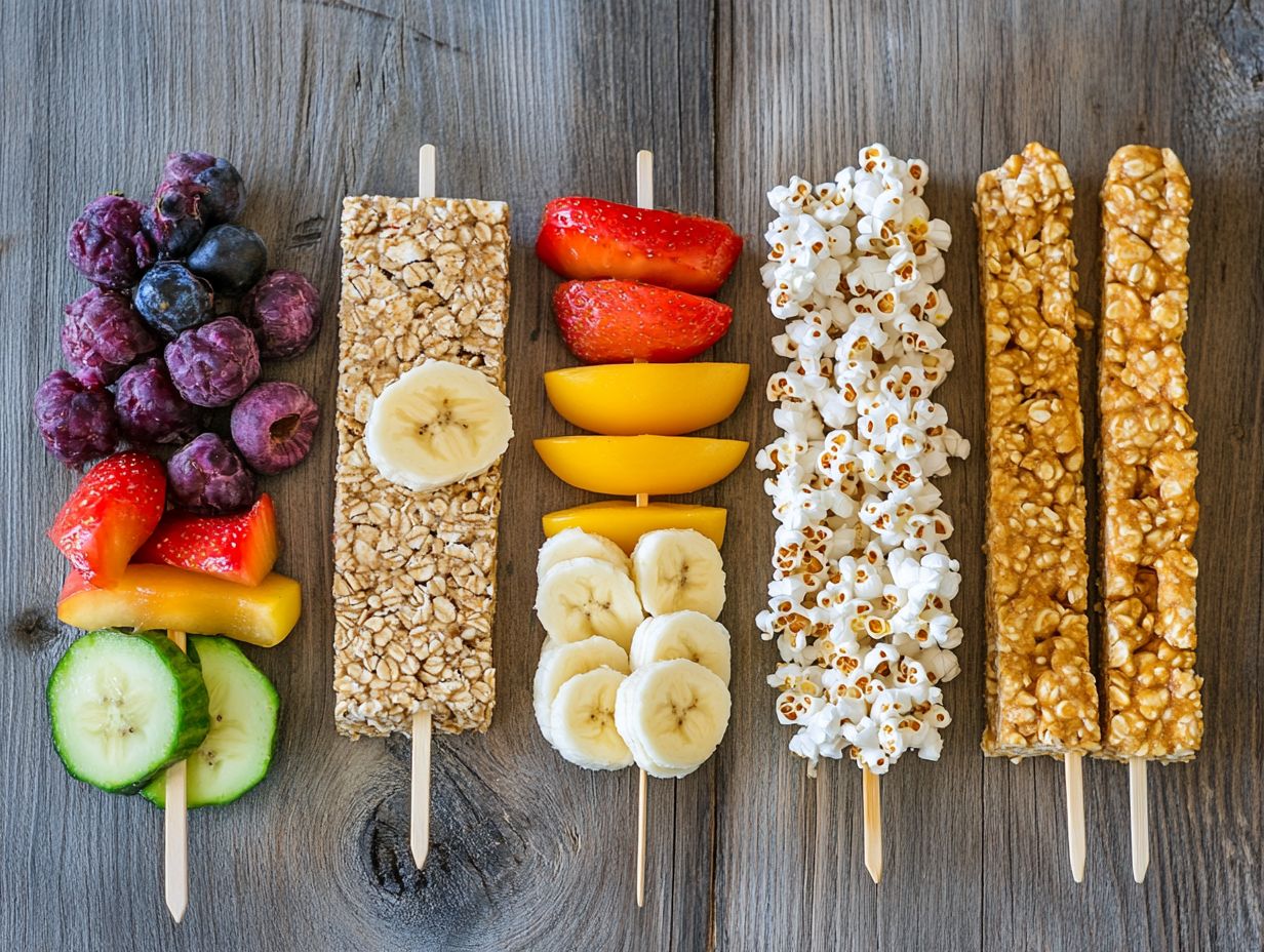 A variety of kid-friendly gluten-free snacks displayed on a table.