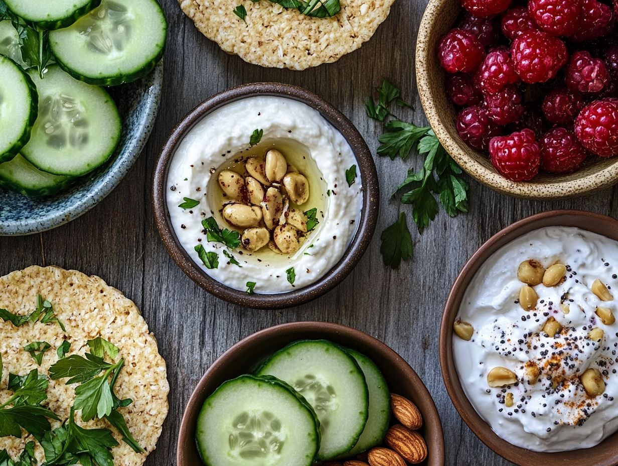 Delicious apple slices paired with creamy hummus