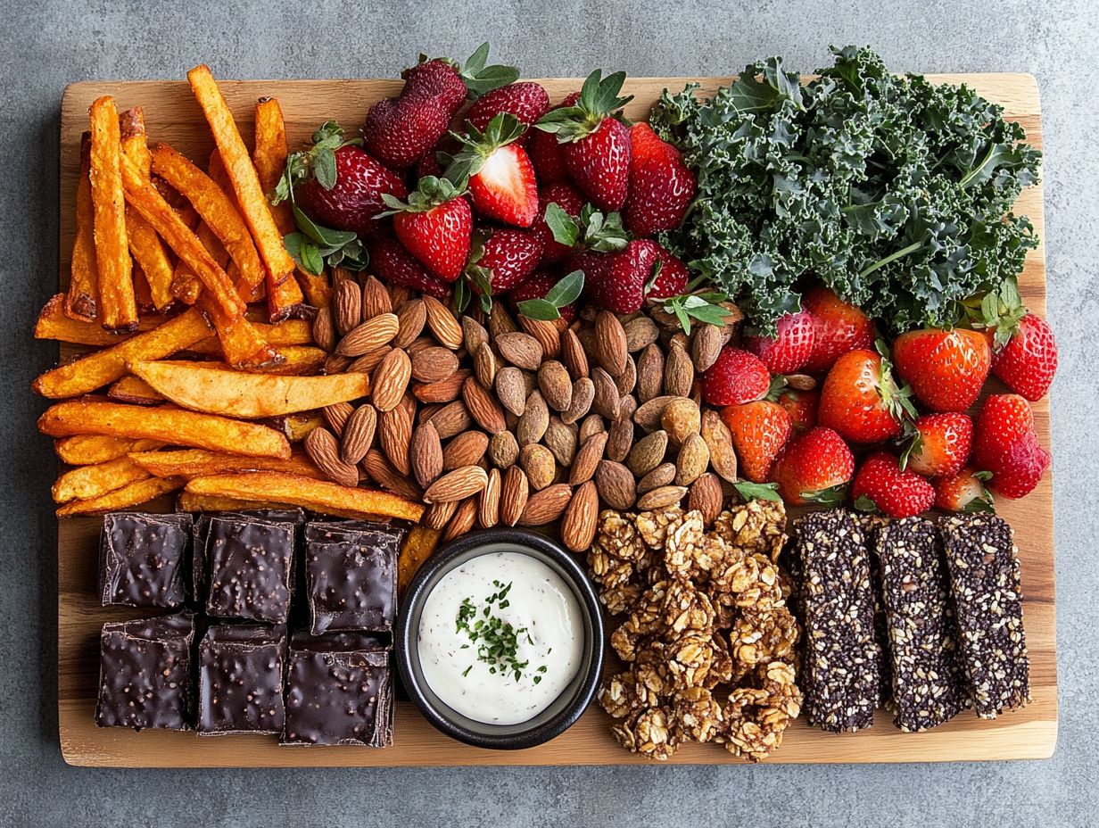 A colorful array of gluten-free snacks displayed on a table.