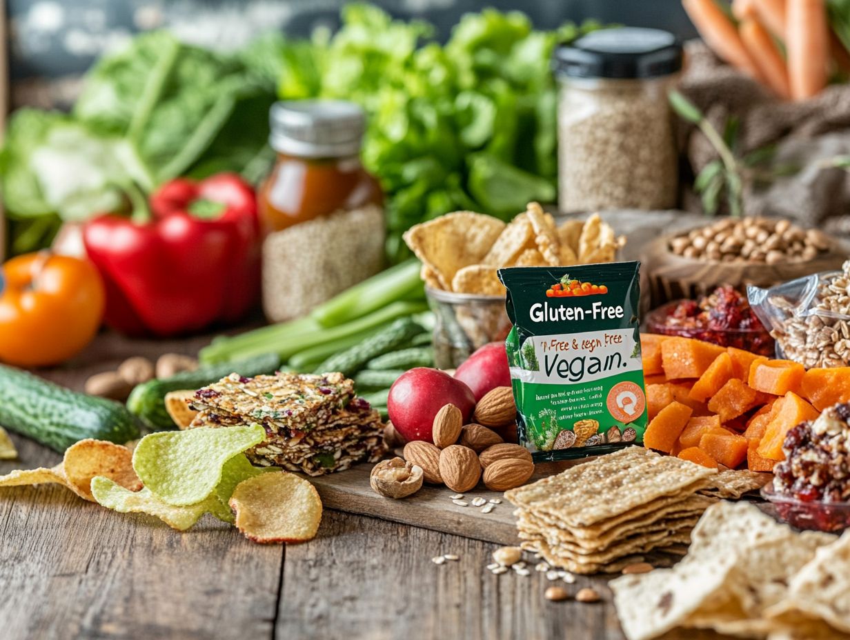 Image showcasing key takeaways about gluten-free and vegan snacks.