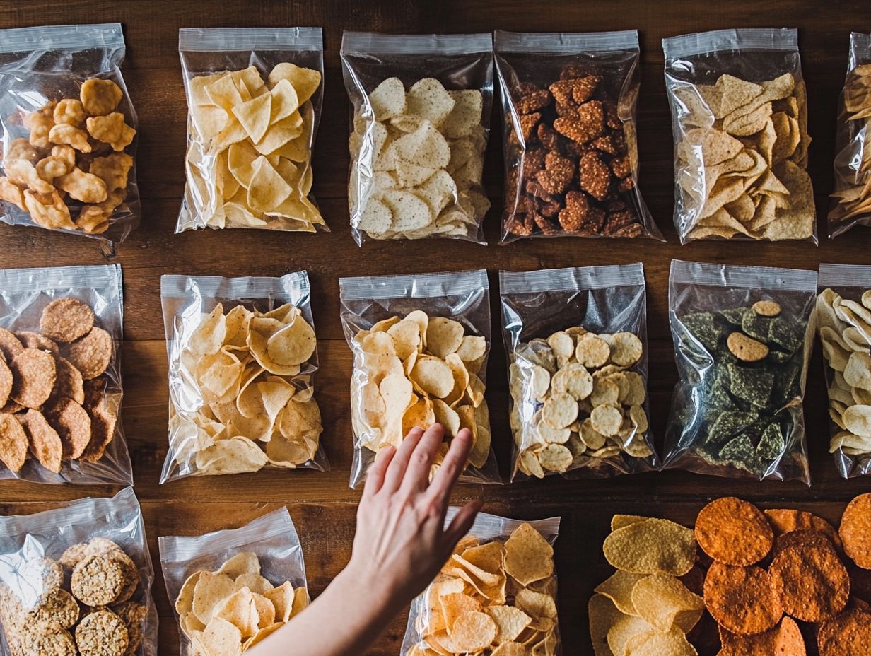 A variety of gluten-free crackers and chips including flavors and styles