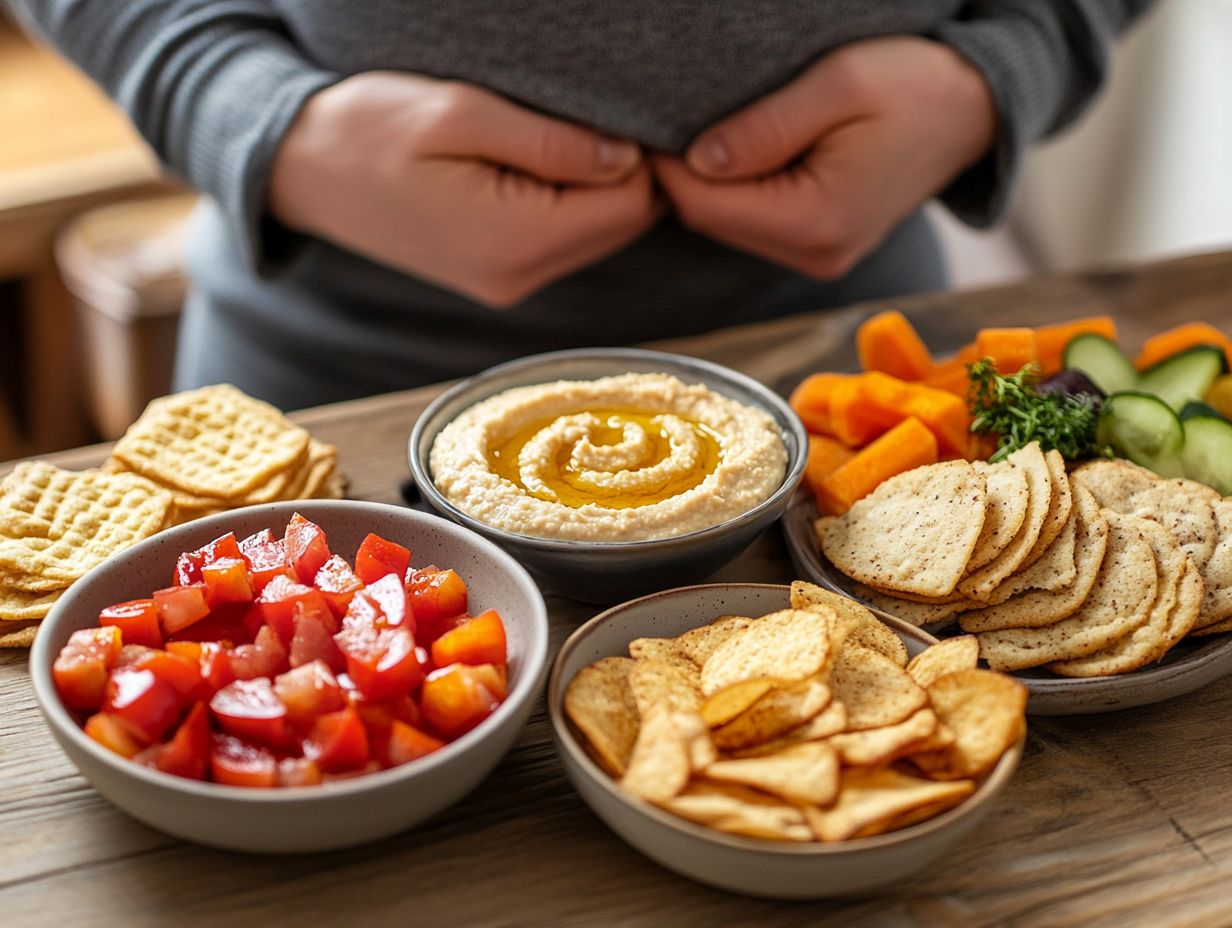 An assortment of gluten-free snacks highlighting added sugars and processed ingredients