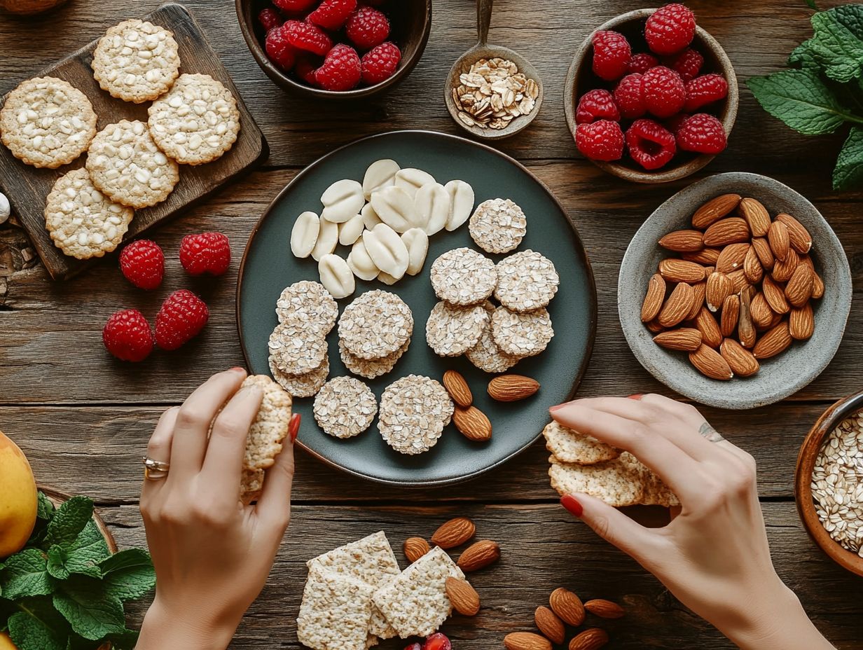 Assorted gluten-free snacks suitable for pregnant women.