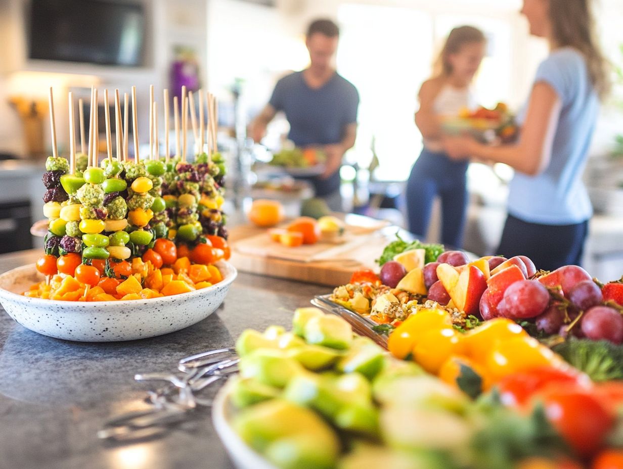 Colorful arrangement of gluten-free snacks for families