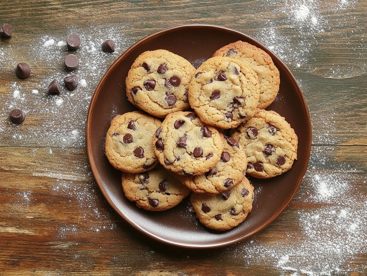 Delicious gluten-free chocolate chip cookies showcasing their rich flavor