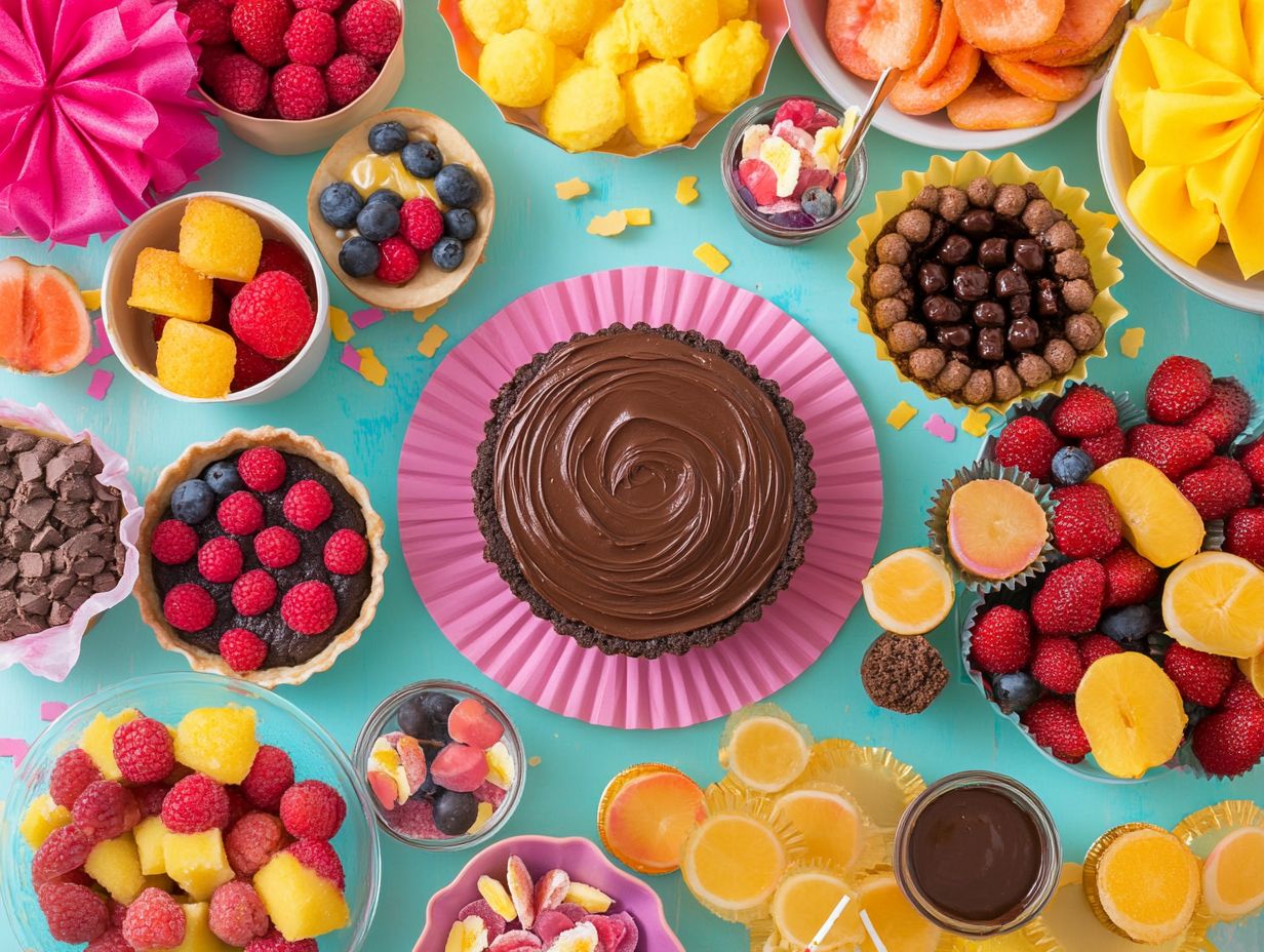 A vibrant party scene showcasing delicious gluten-free desserts.