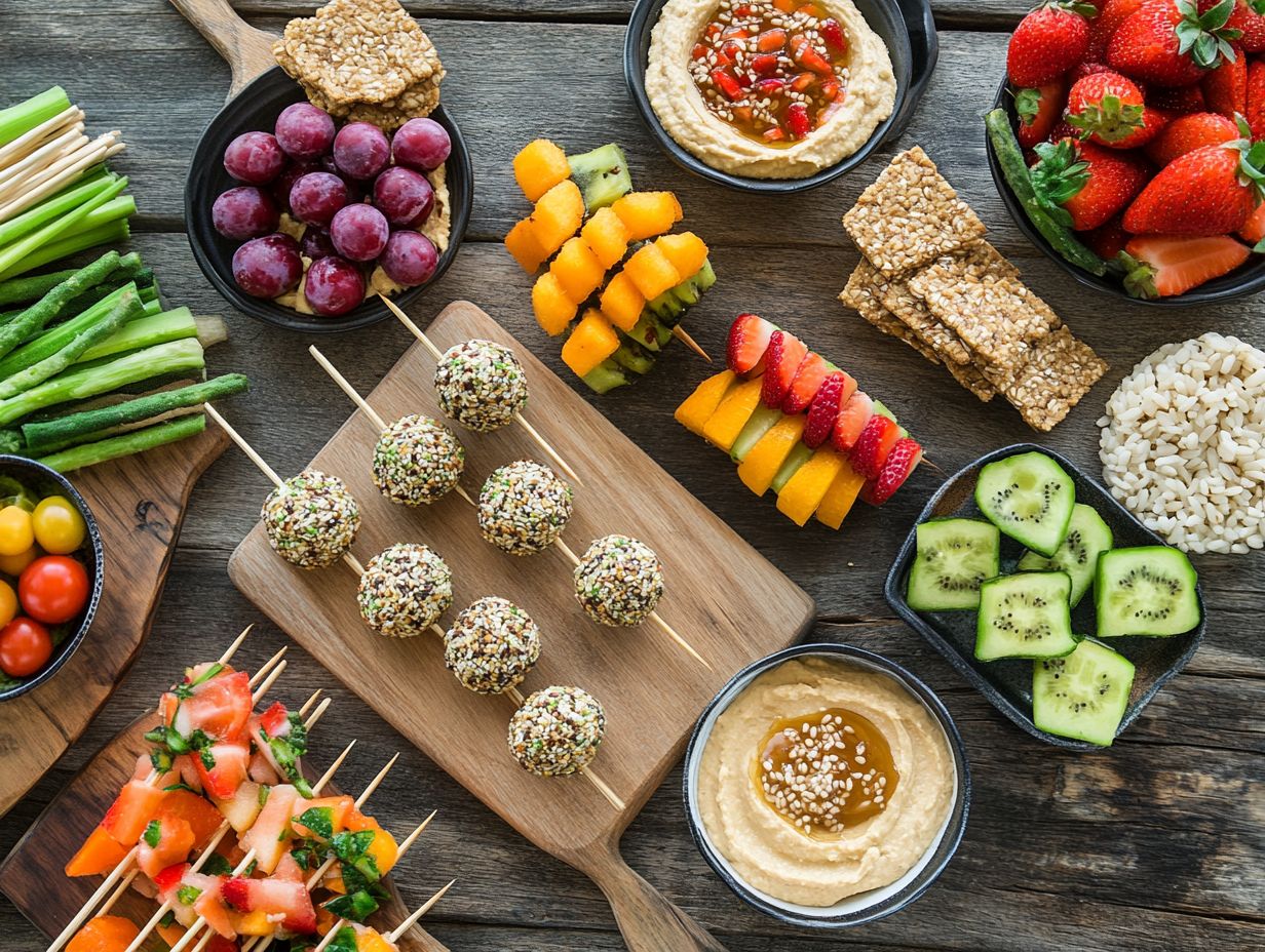 Delicious easy gluten-free snack recipes displayed on a table.