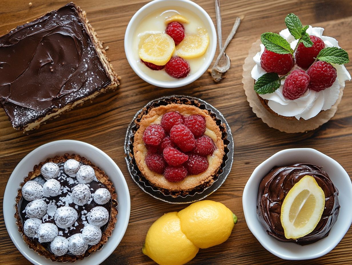 A selection of gluten-free desserts displayed beautifully.