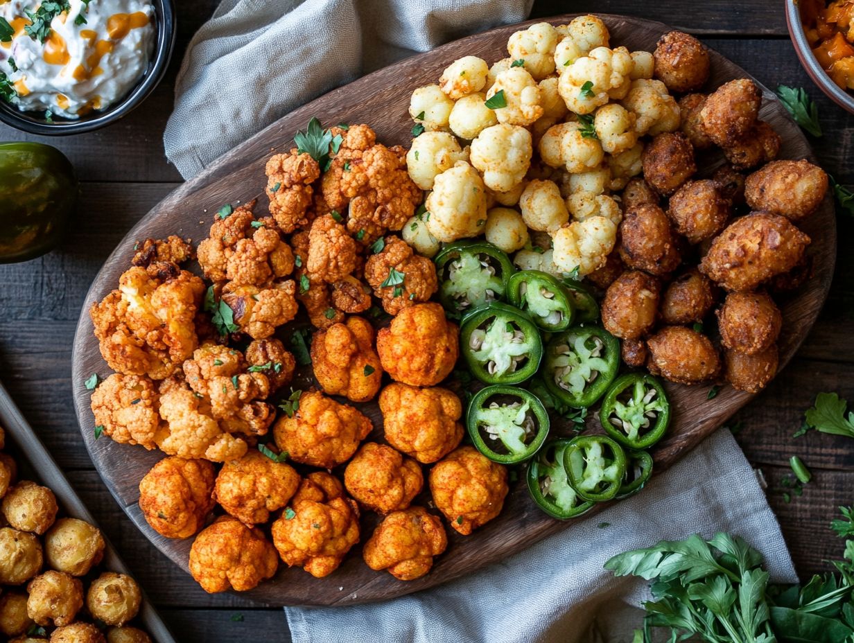 A variety of gluten-free savory snacks for game day, including nachos and buffalo cauliflower bites.