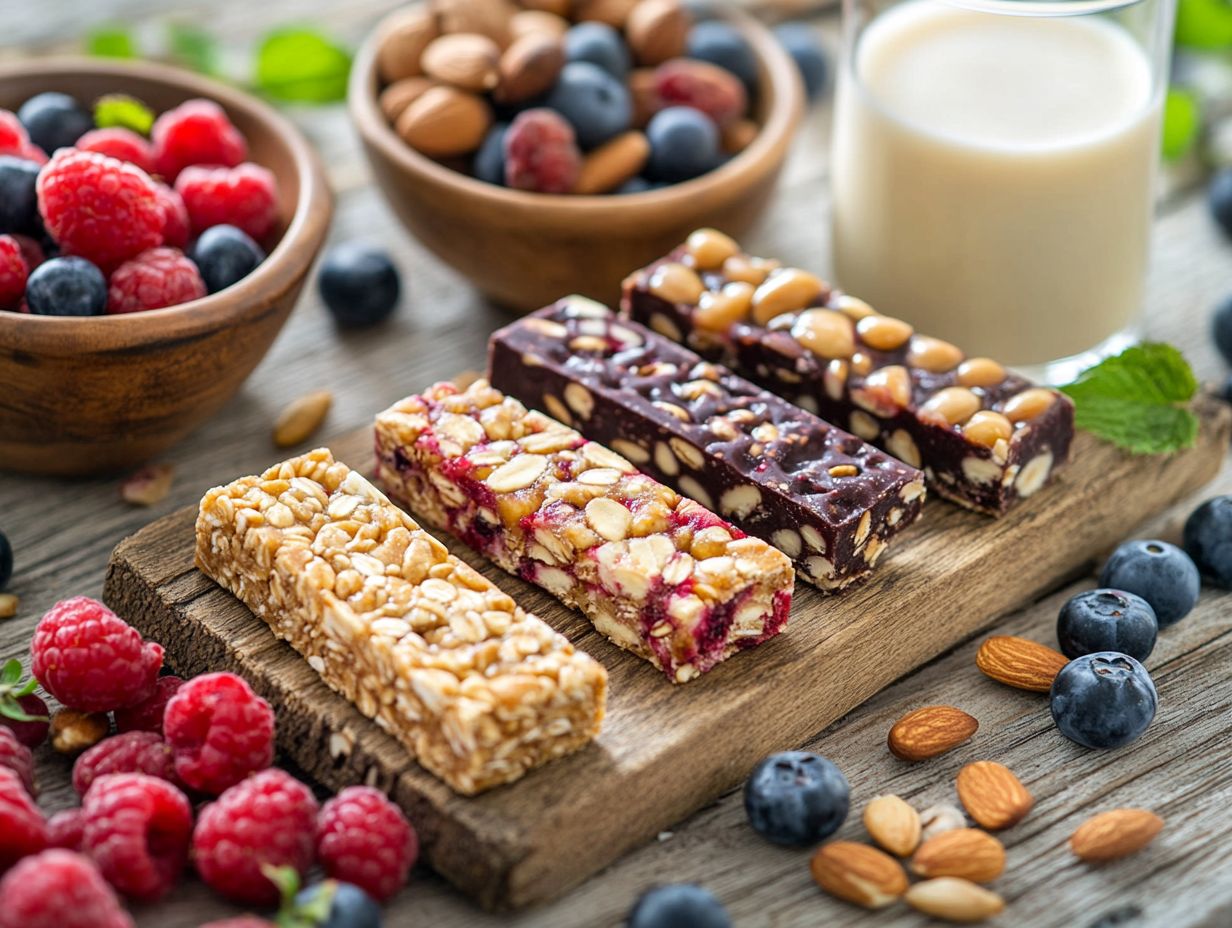 Illustration of gluten-free snack bars used in a healthy diet.