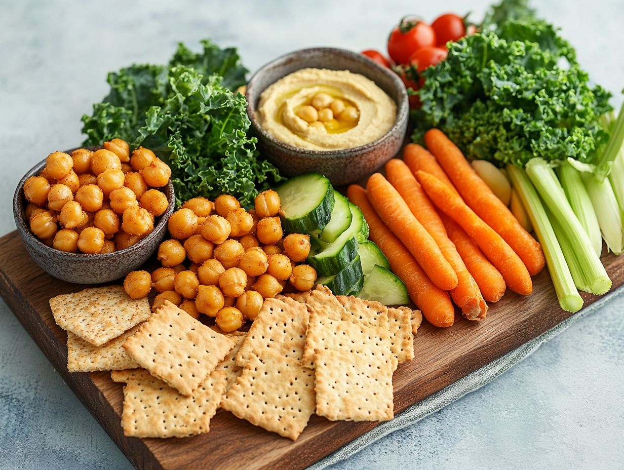 Colorful display of whole, unprocessed foods for healthy snacking