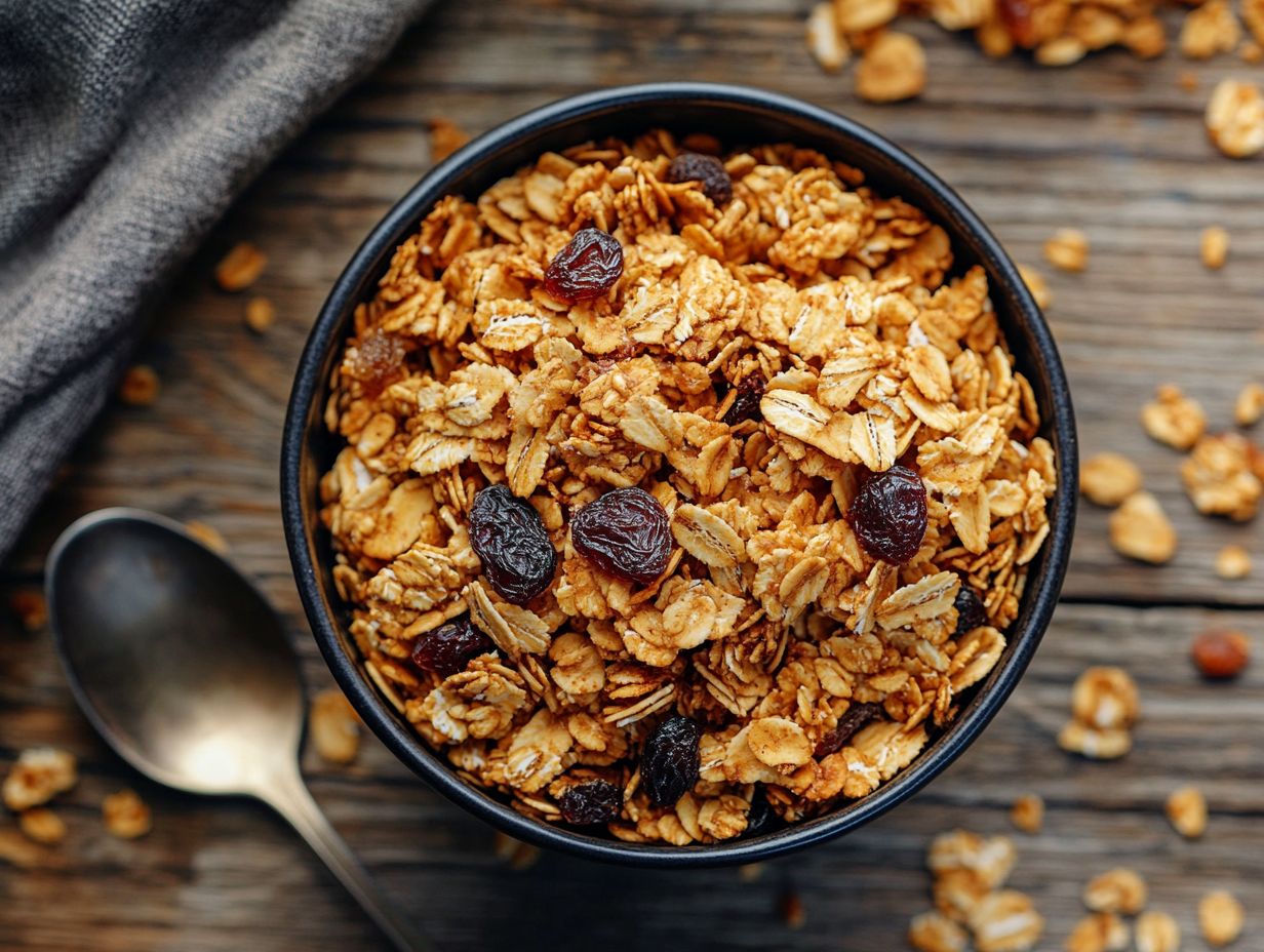 A variety of homemade nut-free, gluten-free granola recipes displayed.