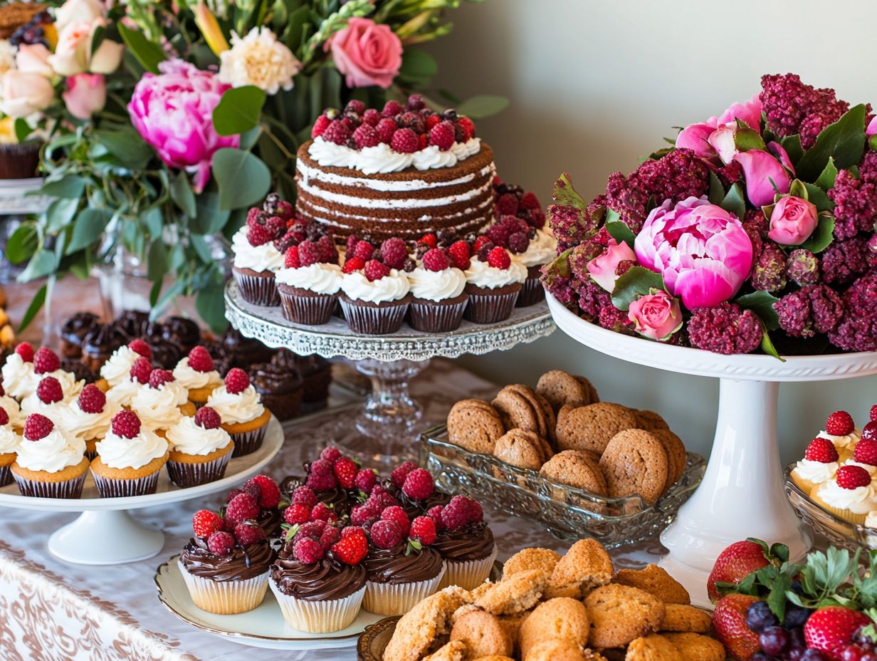 Beautiful gluten-free dessert table setup