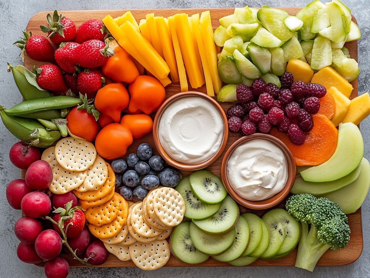 A visually appealing gluten-free snack board showcasing various snacks.