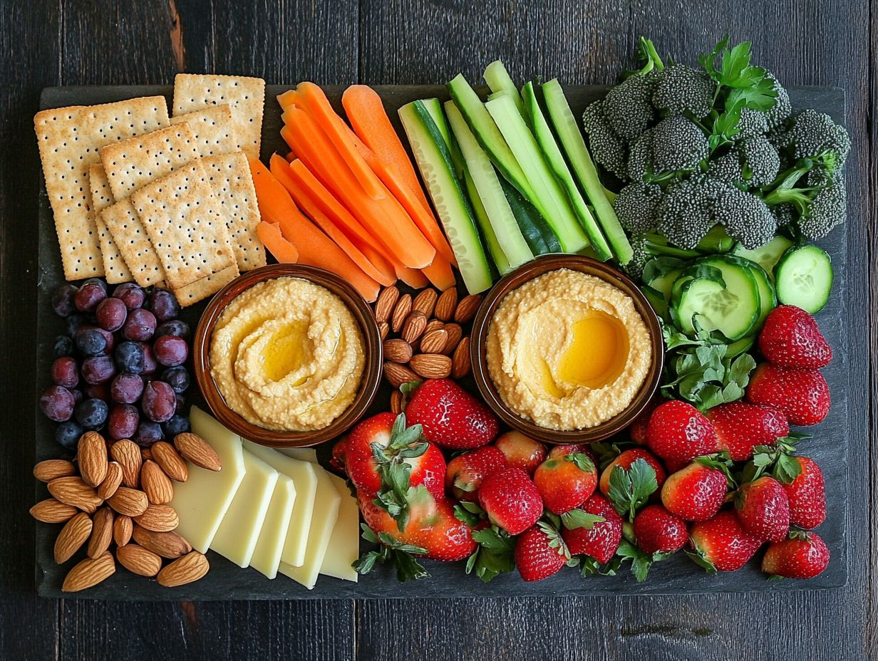 A beautiful display of various textures and flavors in a gluten-free snack board.