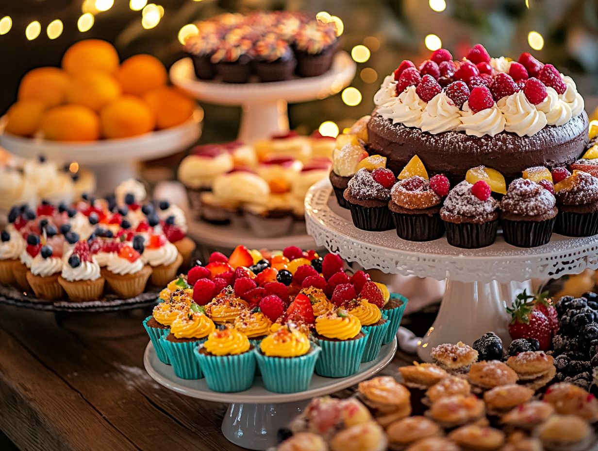 A colorful display of fruits with a dip for a gluten-free dessert party.