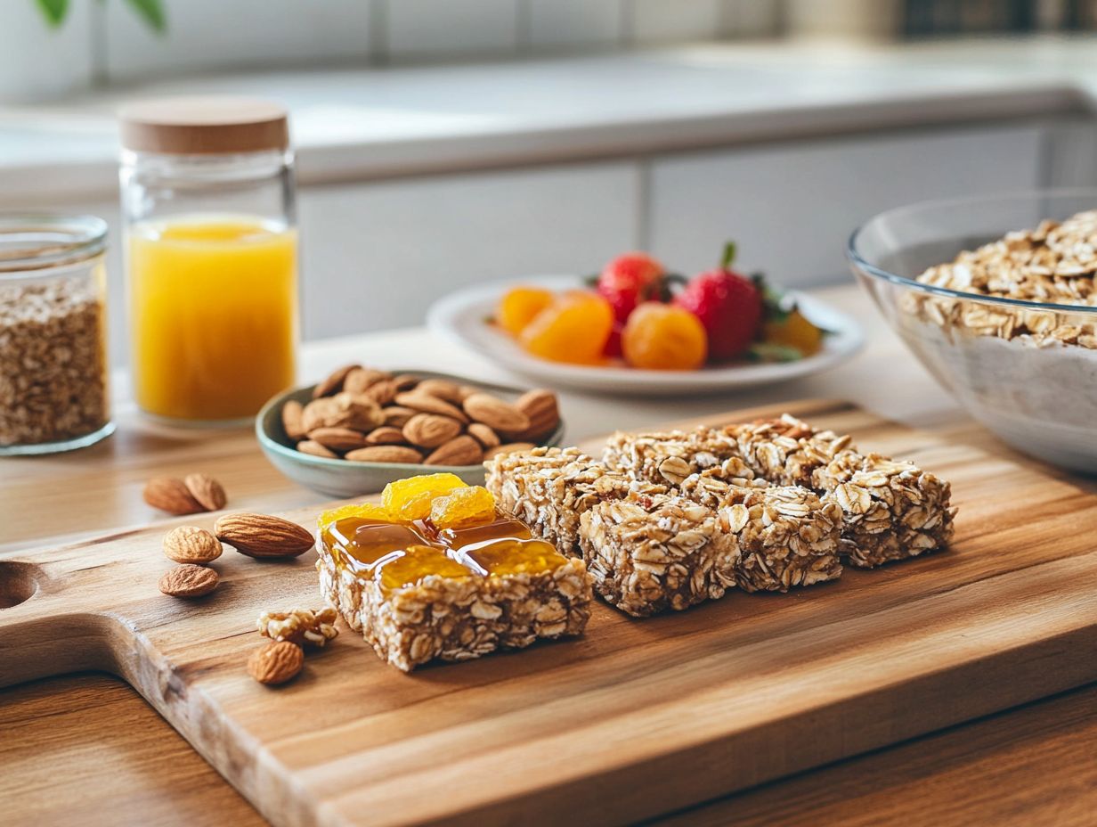 A visual guide to the ingredients for homemade gluten-free snack bars.