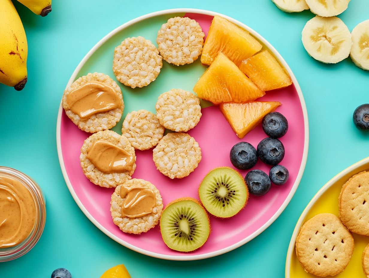 Colorful displays of gluten-free snacks for kids