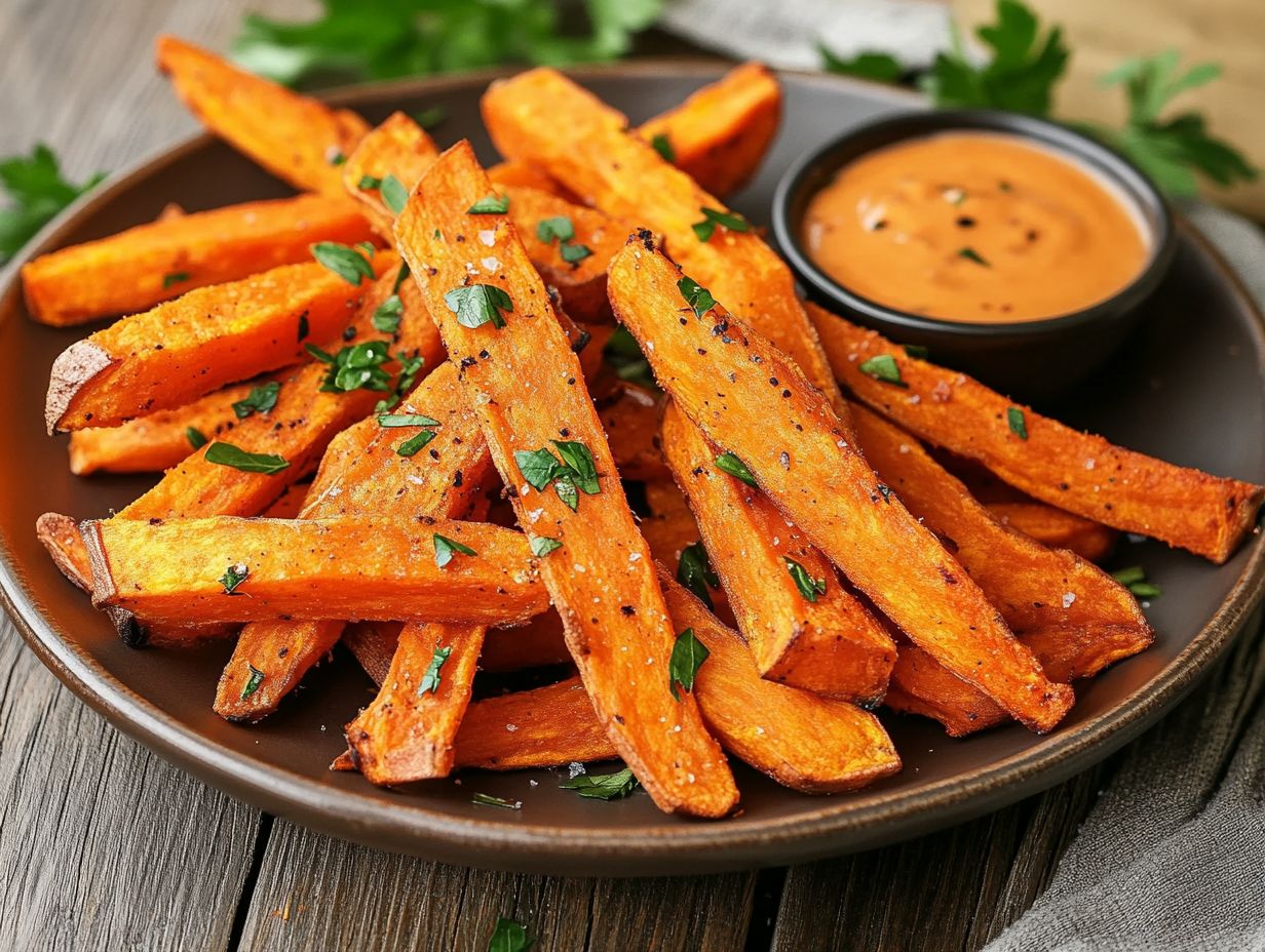 A plate of golden-brown sweet potato fries, illustrating the perfect frying technique.