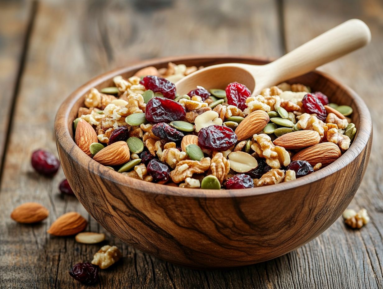 A colorful assortment of homemade gluten-free trail mix