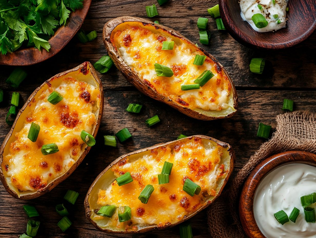 Homemade gluten-free baked potato skins on a platter