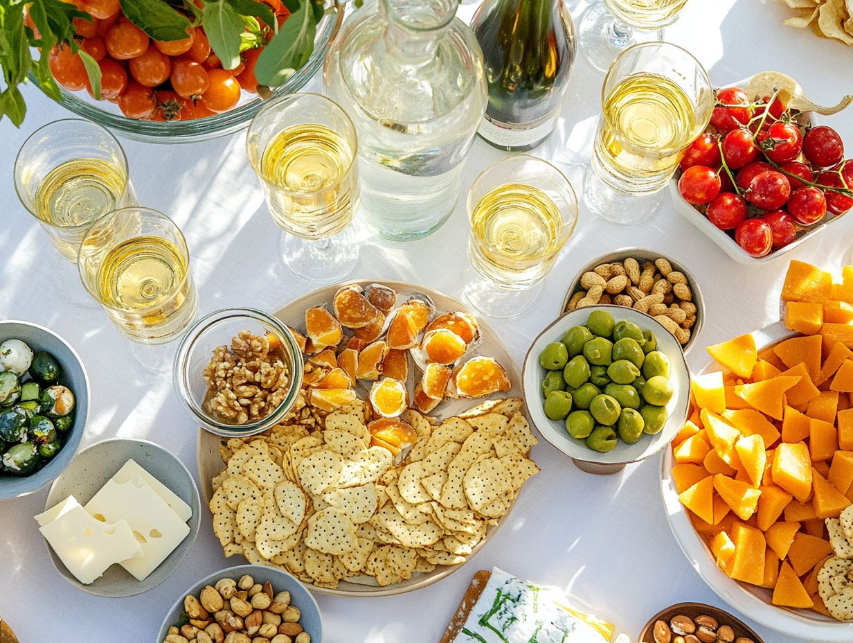 A variety of gluten-free snacks paired with beverages