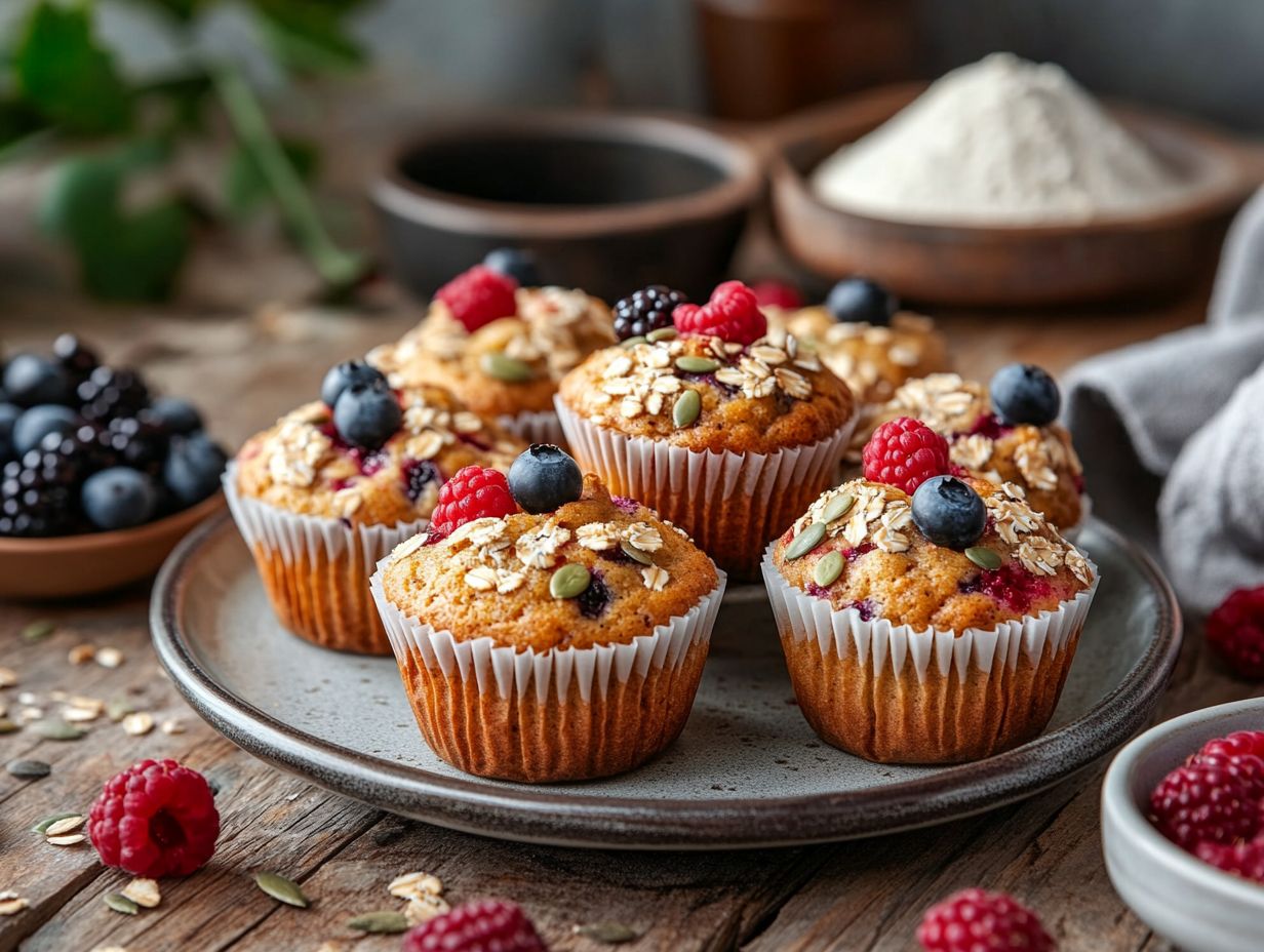 Delicious gluten-free banana oat muffins ready to be enjoyed.