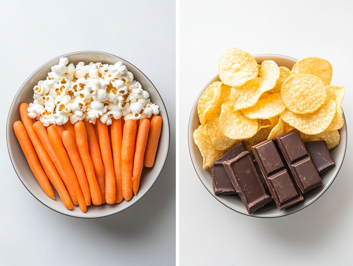 Visual representation of low-calorie snacks and their impact on weight loss goals