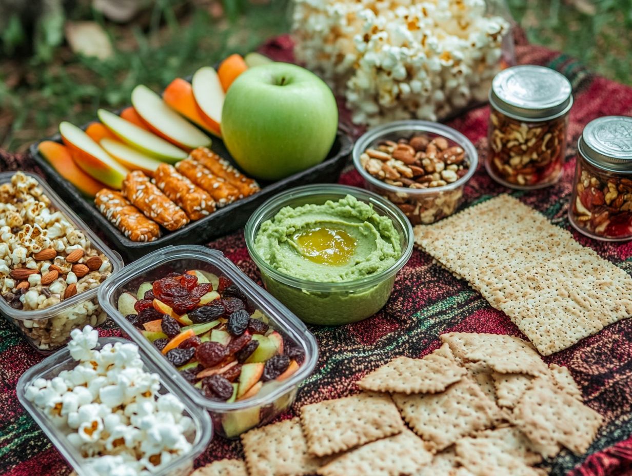 An assortment of nut-free and gluten-free snacks perfect for camping.