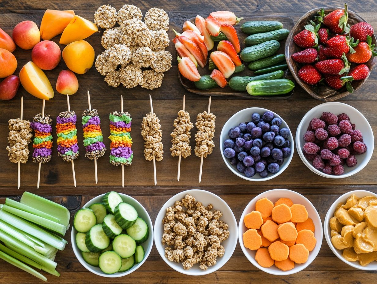 Colorful key takeaways for nut-free and gluten-free snacks for kids.