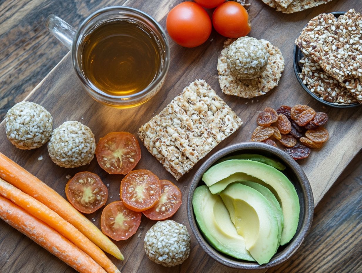 Delicious gluten-free crackers served with creamy hummus