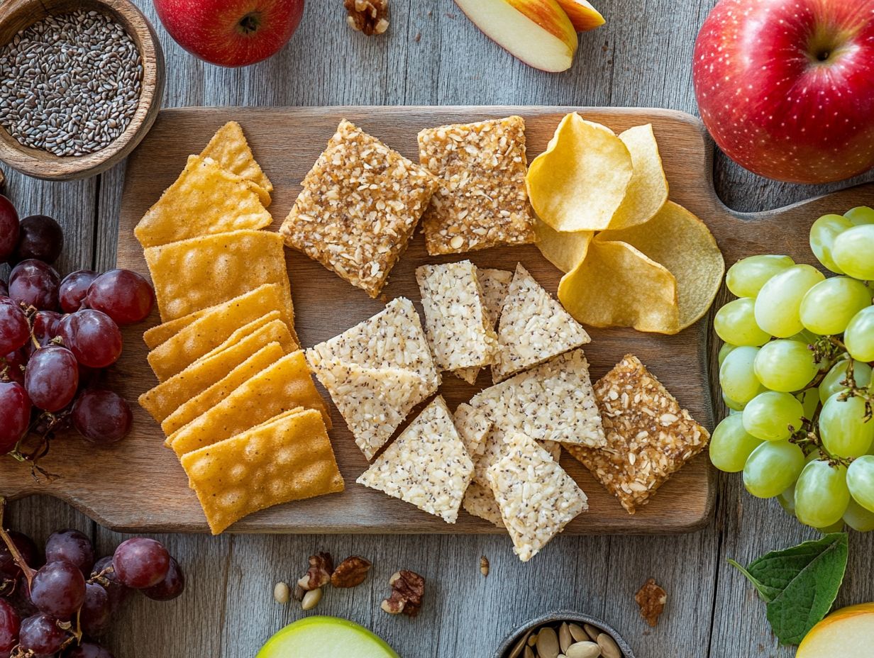 An assortment of whole foods for nut-free and gluten-free snacking