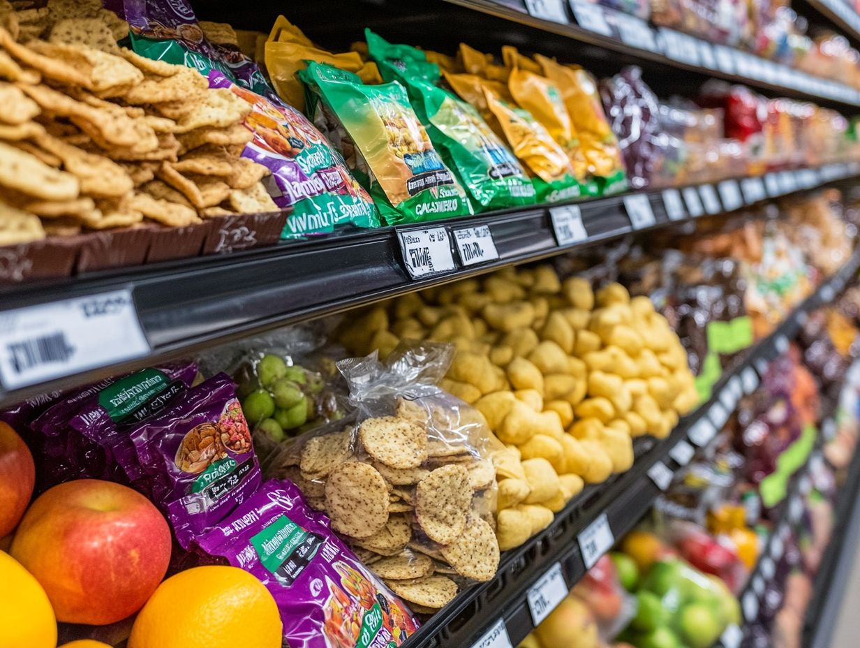 Variety of popular gluten-free snacks available in grocery stores.