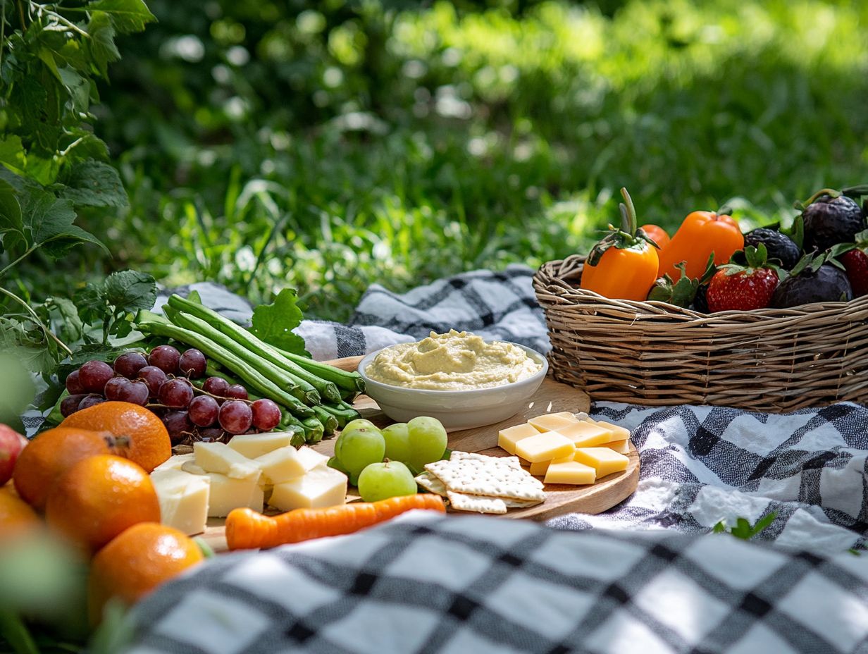 A variety of savory gluten-free snacks arranged beautifully for picnics.