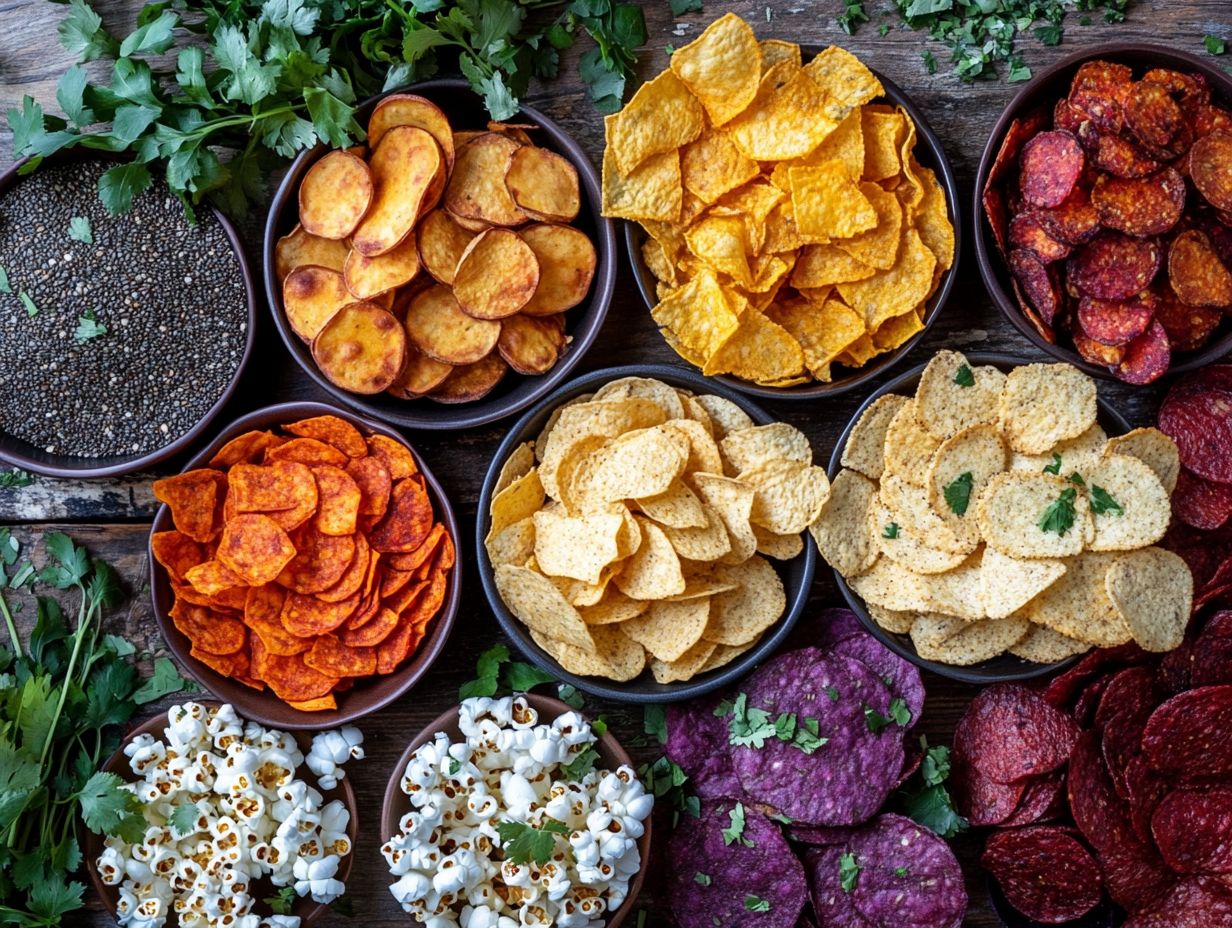 Colorful assortment of vegetable chips