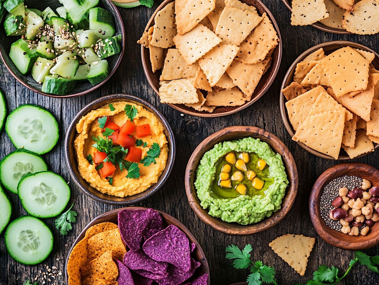 Assorted savory gluten-free snacks displayed creatively.