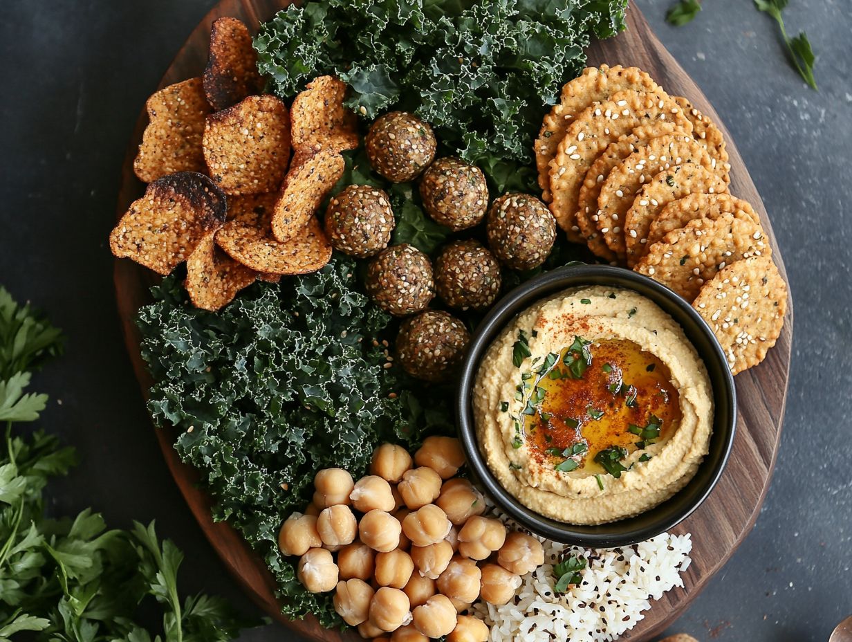 An assortment of gluten-free snacks on a wooden table.