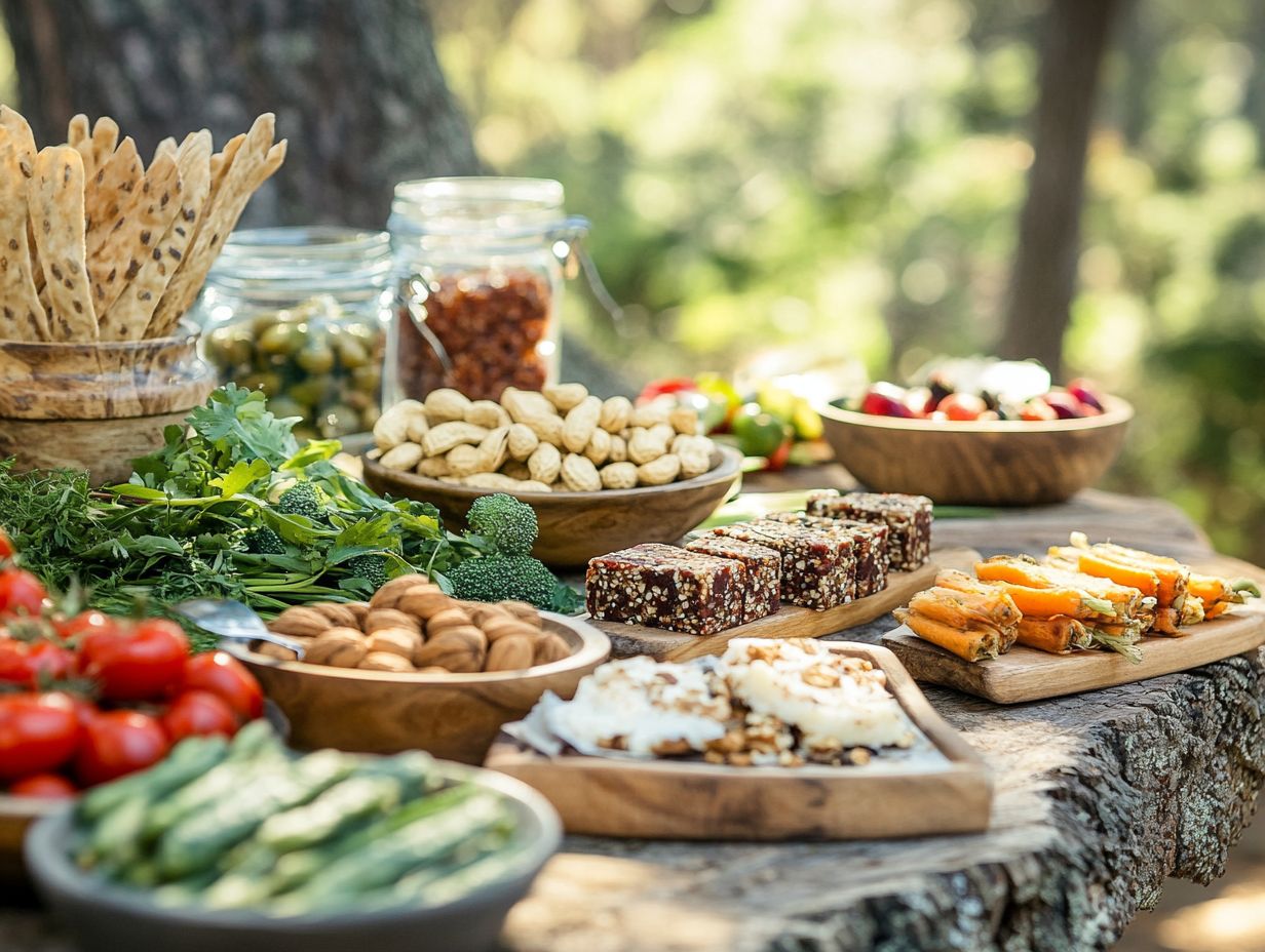 What are some examples of savory gluten-free snacks for outdoor adventures?