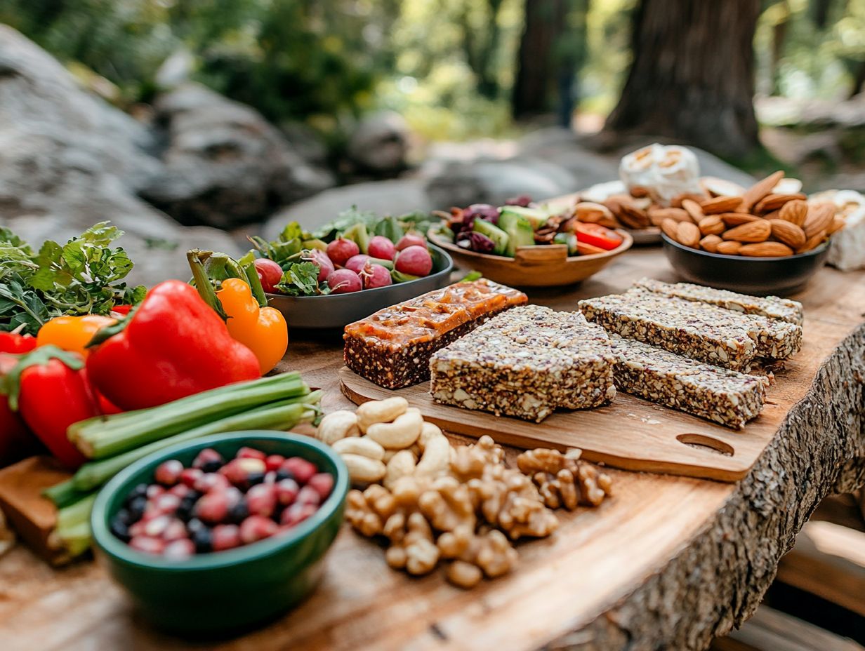 A colorful array of savory gluten-free snacks for outdoor fun