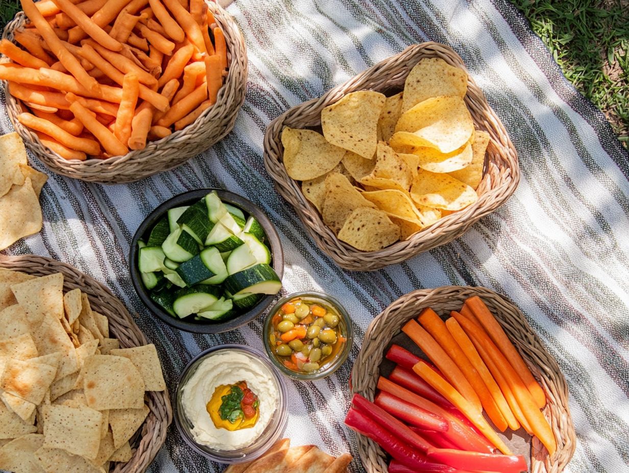 A beautiful display of savory gluten-free snacks perfect for picnics.