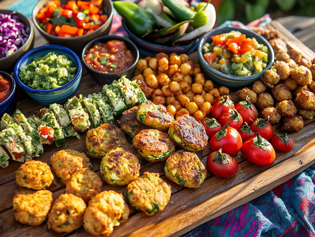 A colorful spread of gluten-free BBQ options.