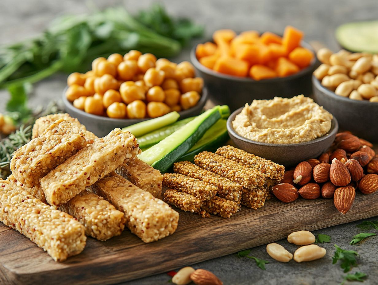 A visual summary of delicious gluten-free, high-protein snacks.