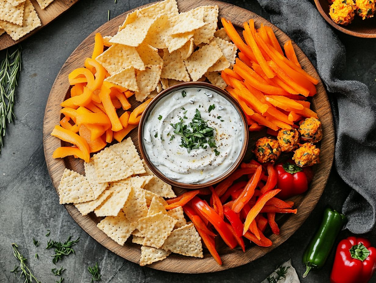 Savory gluten-free snacks prepared ahead of time, featuring veggie and hummus platters.