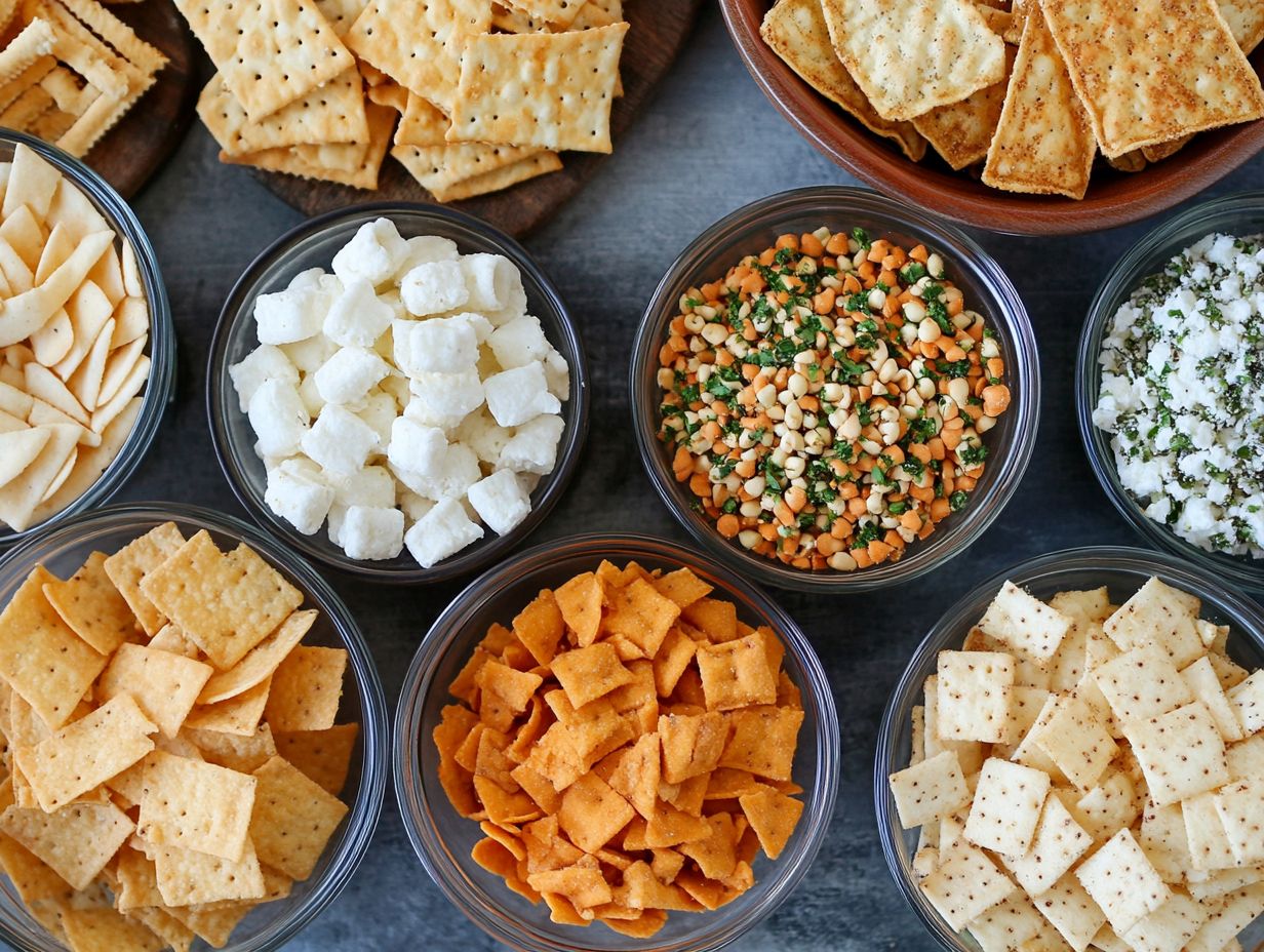 A variety of gluten-free snacks displayed on a plate.