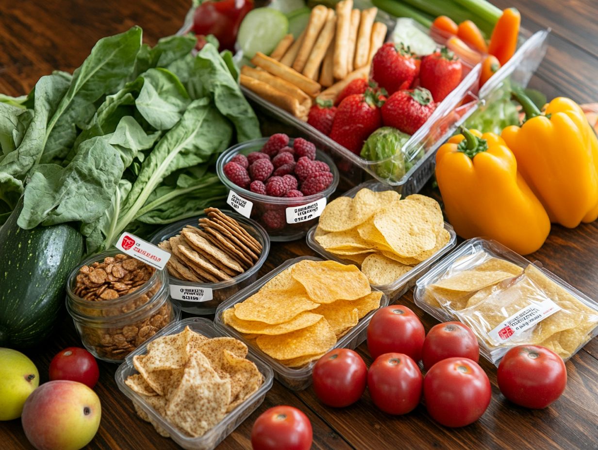 A variety of gluten-free snacks displayed beautifully