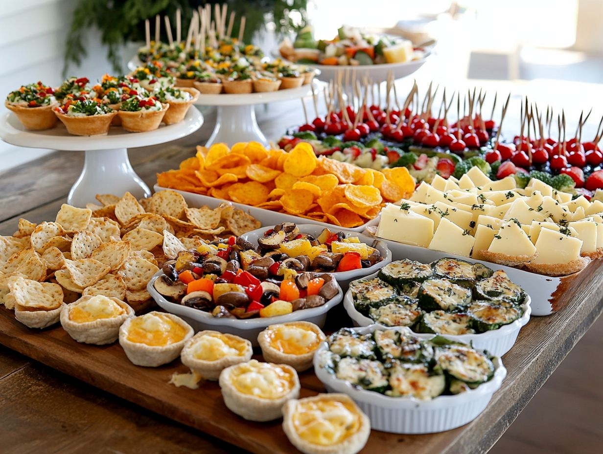 Top 10 gluten-free savory snacks and party appetizers displayed beautifully.